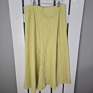 Bloomingdale's Womens Linen Maxi Skirt Size 14 Floral Embroidered Yellow Green
